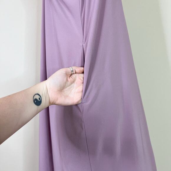 Athleta | Persidio Mauve Flowy Asymmetric High Low Racerback Pocket Midi Dress M - Picture 6 of 11